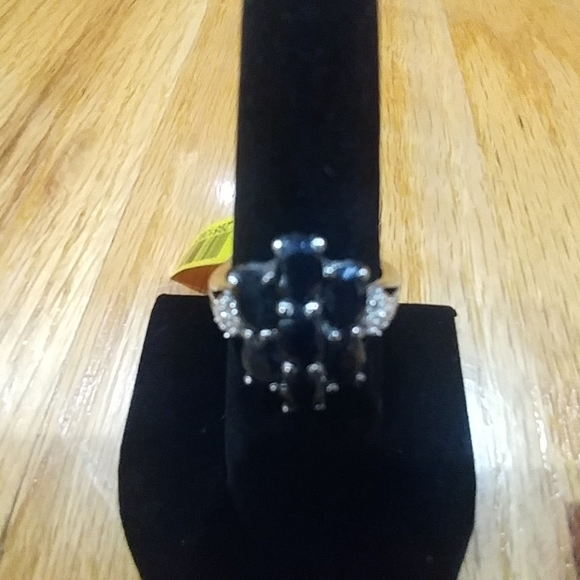 ❤️ #2 Black Spinel & White Tpoaz Sterling Ring. - Picture 2 of 2